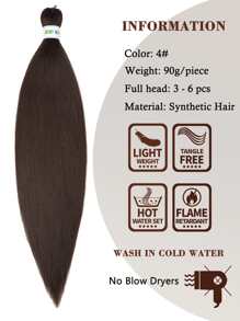 Long Straight Synthetic Hair Extension - Coffee Brown - View 6