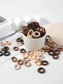 100 piezas Lazos para el cabello elásticos de colores aleatorios, sujetadores de coleta casual, bandas de goma para el cabello, scrunchies, cuerda para el cabello, accesorio para la cabeza - Multicolor - Ver 1