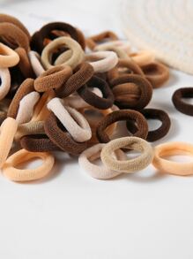 100 piezas Lazos para el cabello elásticos de colores aleatorios, sujetadores de coleta casual, bandas de goma para el cabello, scrunchies, cuerda para el cabello, accesorio para la cabeza - Multicolor - Ver 3