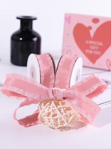 Ruy băng phụ kiện tóc tự làm 2,5cm X 4,5m/cuộn có nơ trang trí - Hồng - Xem 5