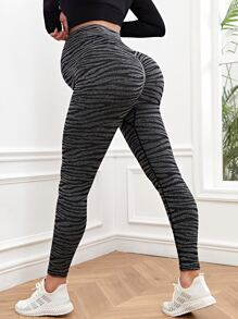SHEIN 孕婦斑馬紋緊身打底褲 - 彩色 - 查看 2