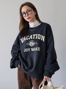 DAZY Quần áo thể thao nữ Lá thư Giải trí - Màu xanh hải quân - Xem 3