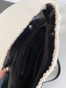 Contrast Binding Tote Bag - Black - View 2