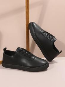 Lace-up Front Skate Shoes - Black - View 3