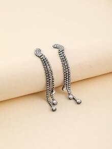 Rhinestone Tassel Drop Earrings - Multicolor - View 2