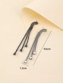 Rhinestone Tassel Drop Earrings - Multicolor - View 5