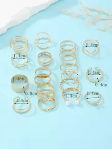 Niñas 22 piezas Anillo con diseño de perla artificial - Multicolor - Ver 4