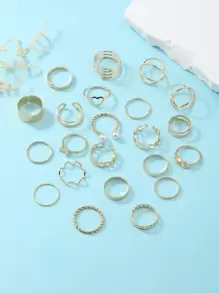 Niñas 22 piezas Anillo con diseño de perla artificial - Multicolor - Ver 5