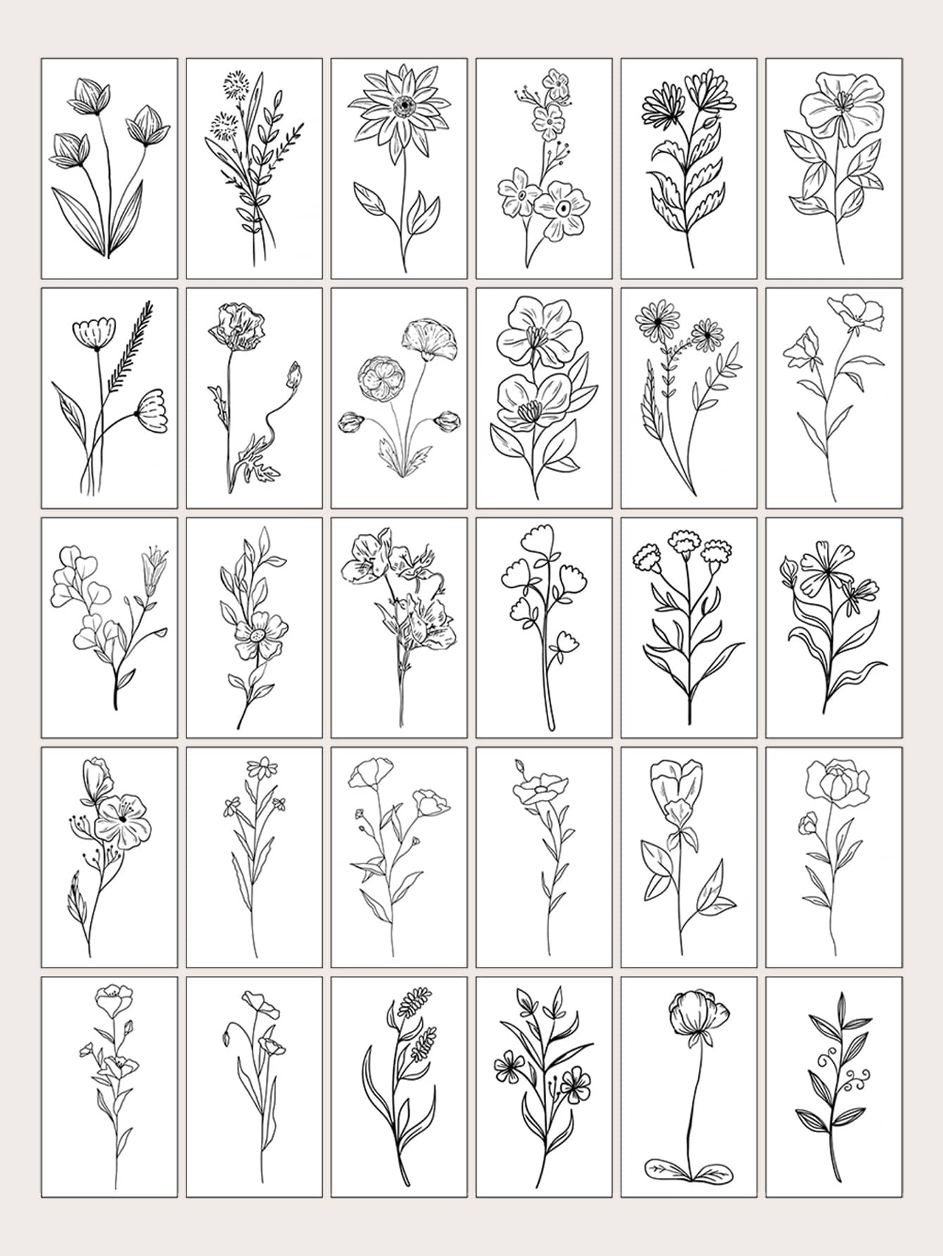 30 hojas de pegatina de tatuaje con estampado floral,tatuajes maquina para tatuar tatuajes falsos - Negro - Ver 1