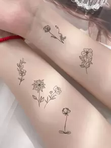 30 hojas de pegatina de tatuaje con estampado floral,tatuajes maquina para tatuar tatuajes falsos - Negro - Ver 2