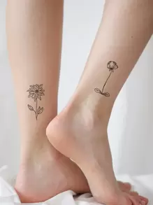 30 hojas de pegatina de tatuaje con estampado floral,tatuajes maquina para tatuar tatuajes falsos - Negro - Ver 3