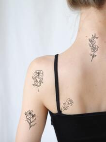 30 hojas de pegatina de tatuaje con estampado floral,tatuajes maquina para tatuar tatuajes falsos - Negro - Ver 5