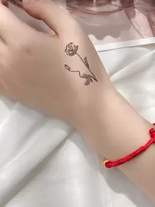 30 hojas de pegatina de tatuaje con estampado floral,tatuajes maquina para tatuar tatuajes falsos - Negro - Ver 6