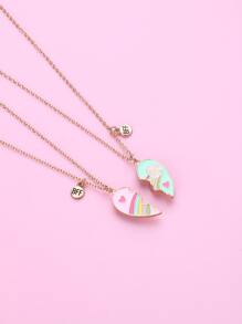 2入組女孩心形墜飾項鍊