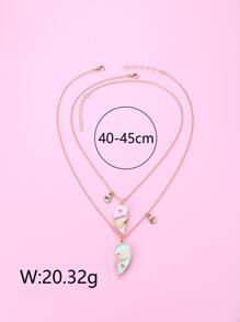 2入組女孩心形墜飾項鍊