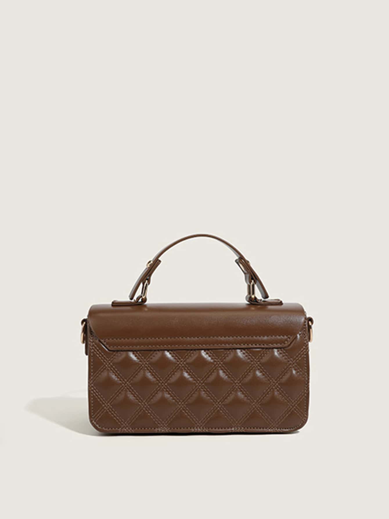 Túi đeo chéo Nữ Kẻ sọc Tay cầm Top Thanh lịch - màu nâu - Xem 1