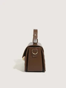 Túi đeo chéo Nữ Kẻ sọc Tay cầm Top Thanh lịch - màu nâu - Xem 2