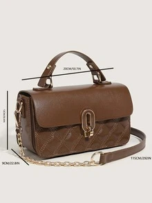 Túi đeo chéo Nữ Kẻ sọc Tay cầm Top Thanh lịch - màu nâu - Xem 5