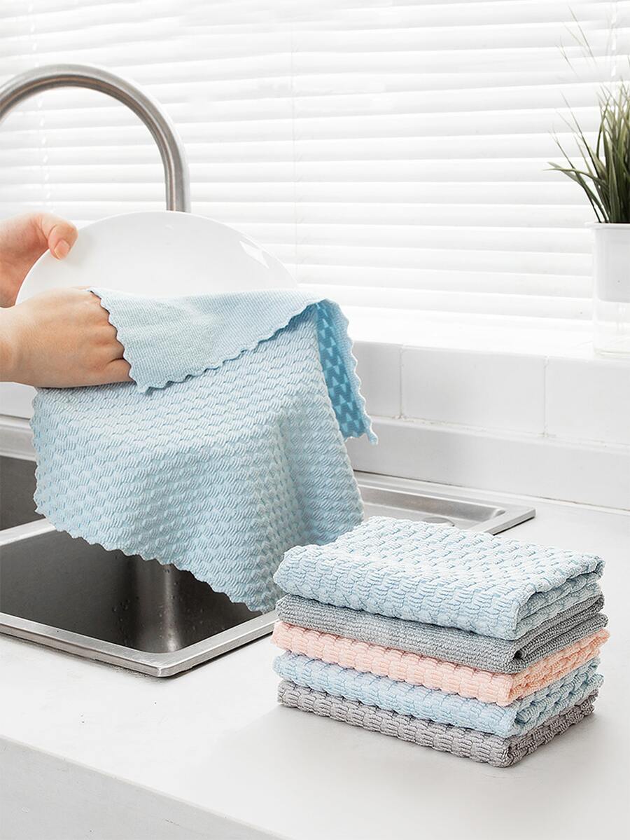 4 Không Dấu Vết Khăn Lau Kính Thấm Hút Món Ăn Vải Cho Bộ Đồ Ăn Nhà Bếp Khăn Lau Cho Nhà Bếp Hộ Gia Đình Dụng Cụ Vệ Sinh - Nhiều màu - Xem 1