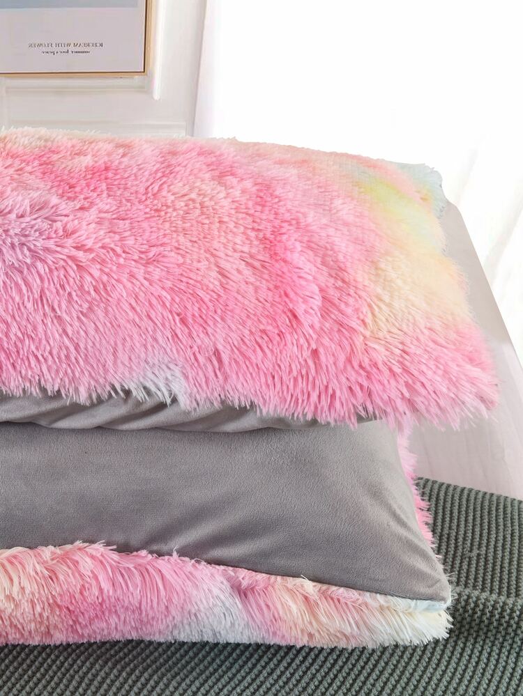 1pair Tie Dye Plush Pillowcase Without Filler - Multicolor - View 4