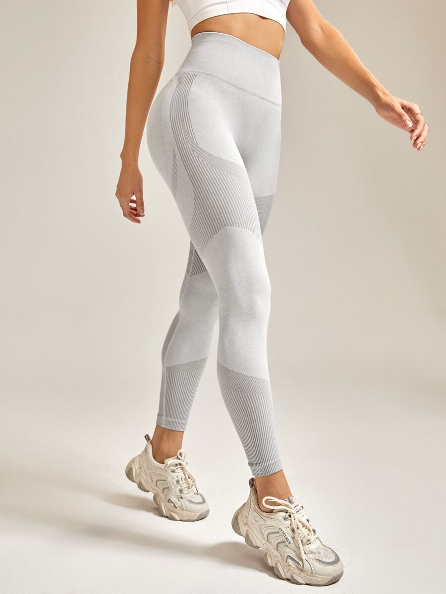 Easithlete Quần skinny Xà cạp yoga Scrunch Butt Kiểm soát bụng Điền kinh Xà cạp - Màu Xám nhạt - Xem 1