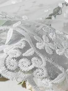 Rèm đơn bảng thêu hoa - trắng - Xem 5