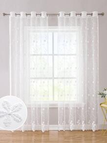 Rèm đơn bảng thêu hoa - trắng - Xem 7