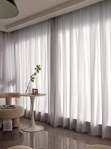 Plain Single Panel Sheer Curtain - Grey - View 1