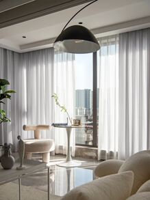 Plain Single Panel Sheer Curtain - Grey - View 2