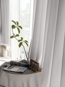 Plain Single Panel Sheer Curtain - Grey - View 4