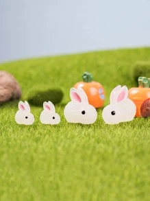 4入組夜光卡通兔子形狀花園裝飾物
