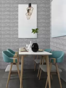 1入組3D銀色牆貼,牆紙自黏式泡沫柔軟磚塊,DIY家庭廚房客廳裝飾用品,防水教室貼紙塗鴉牆貼,家庭裝飾 - 銀色 - 查看 1