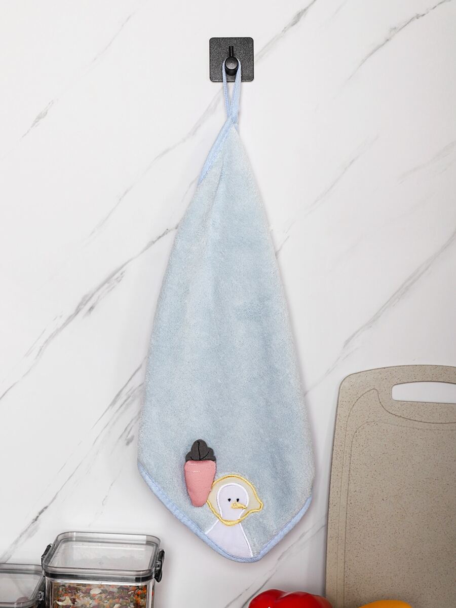 Duck Embroidered Carrot Decor Washcloth - Multicolor - View 1