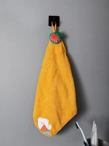 Bear Embroidered Strawberry Decor Washcloth - Multicolor - View 1