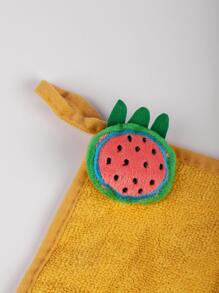 Bear Embroidered Strawberry Decor Washcloth - Multicolor - View 3