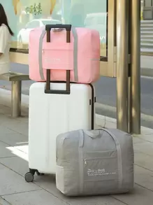1入組標語圖案隨機色可折疊旅行包 - 彩色 - 查看 10