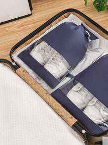 5pcs Drawstring Shoes Travel Storage Bag - Navy Blue - View 2