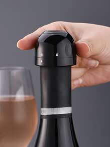 1 pieza Tapón de vino de plástico - Negro - Ver 1