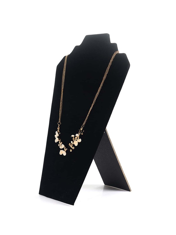 1pc Solid Necklace Display Rack, Simple Black Paper Necklace Storage