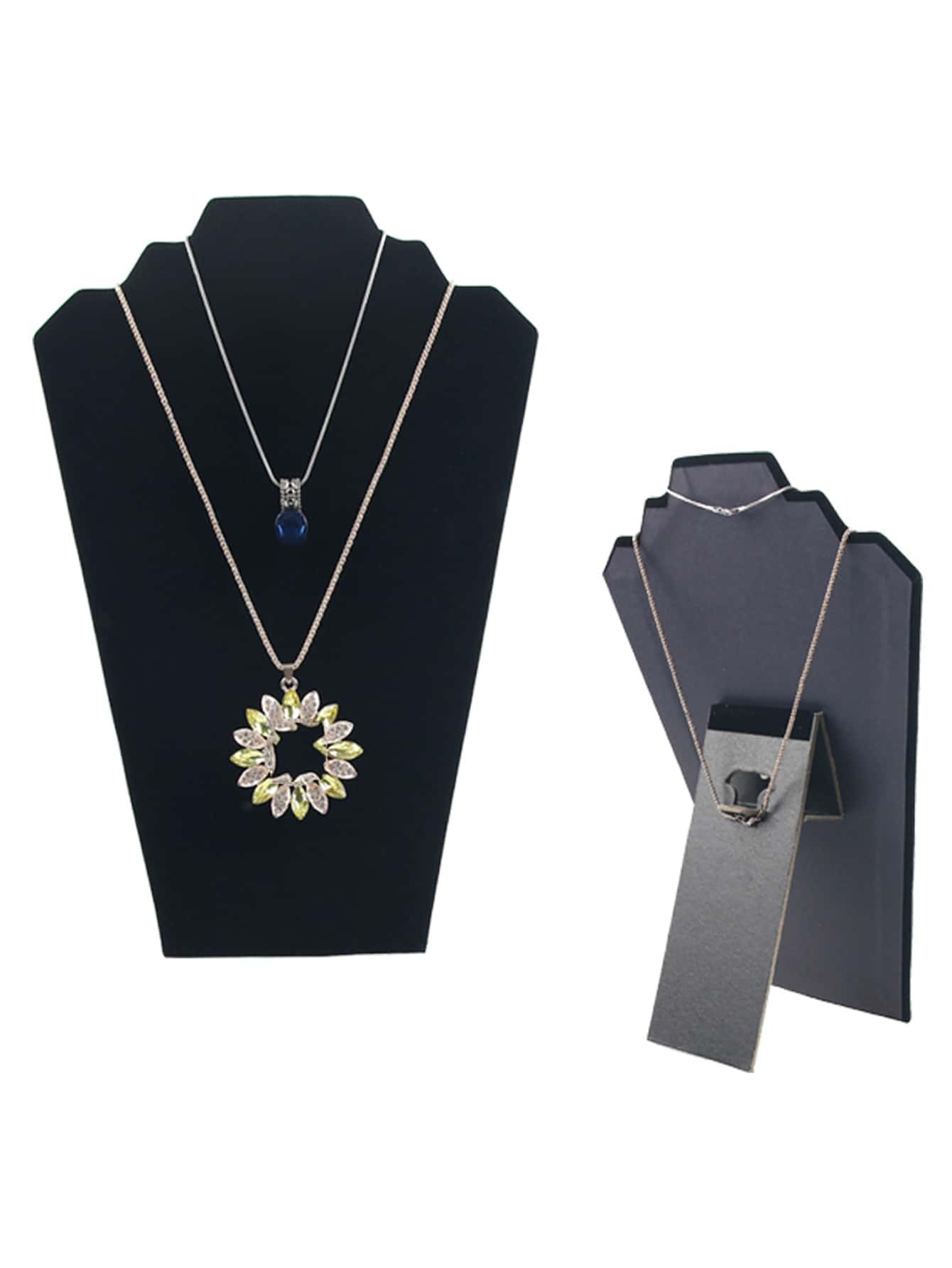 1pc Solid Necklace Display Rack, Simple Black Paper Necklace Storage