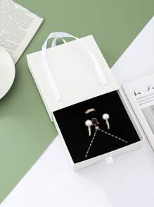 1pc Minimalist Jewelry Storage Box - White - View 2