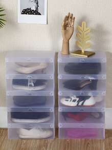 1pc Clear Shoes Storage Box, Transparent PP Foldable Dust Proof Shoes Organizer For Home - Clear - View 1