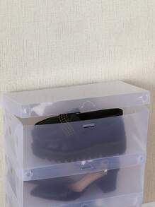 1pc Clear Shoes Storage Box, Transparent PP Foldable Dust Proof Shoes Organizer For Home - Clear - View 2