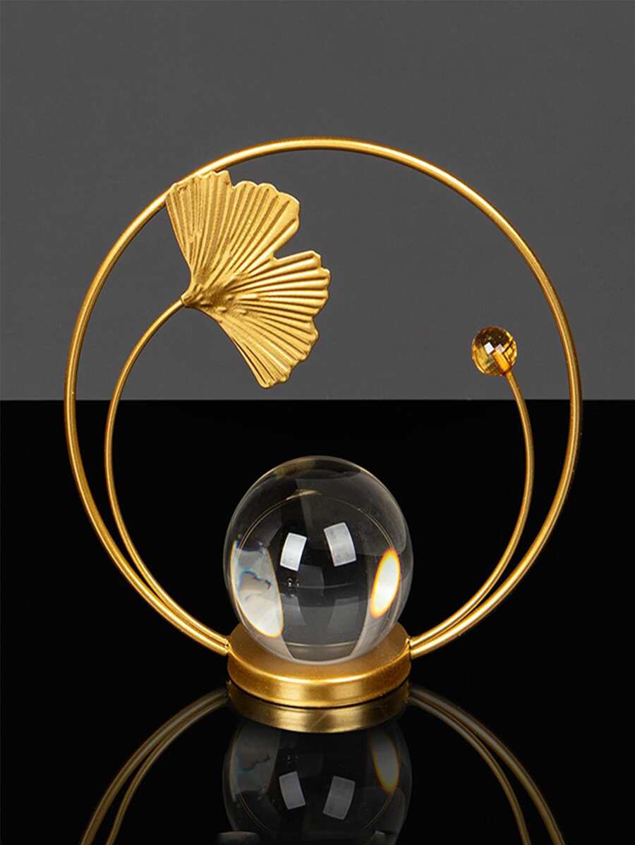 1 件奢華風格水晶球和金屬龜背和葉子裝飾,適用於客廳、臥室、入口、藝術工藝裝飾品