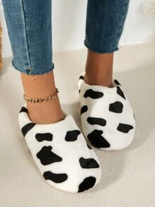 秋冬女士一脚蹬家居拖鞋，时尚保暖，在硬木地板上安静行走 - 黑與白 - 查看 1