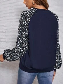SHEIN LUNE Ditsy Floral Raglan Sleeve Sweatshirt In Fall/Winter - Multicolor - View 2