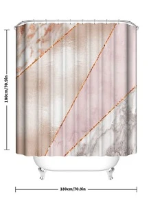 Marble Print Waterproof Shower Curtain - Multicolor - View 5