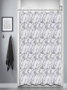 Cortina de ducha con estampado de mármol impermeable - Multicolor - Ver 3