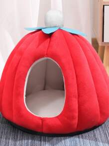1pc Pumpkin Design Pet Bed - Red - View 2