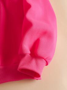SHEIN EZwear Solid Thermal Lined Sweatshirt - Hot Pink - View 4